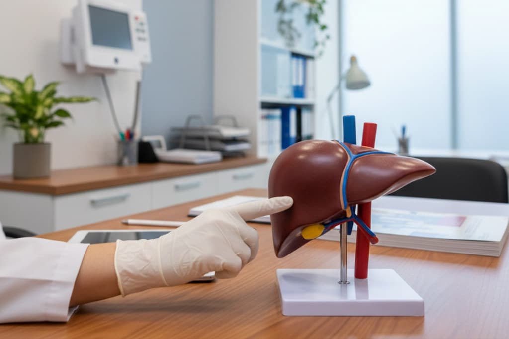 Medizinisches Modell einer Leber in einer Praxis für Ernährungsberatung und Chiropraktik in Hilden, nahe Düsseldorf.